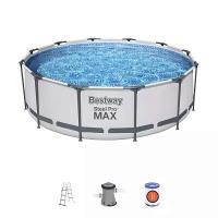 Bestway 56418 BW Каркасный бассейн Steel Pro Max 366х100см, 9150л, фил.-насос 2006л/ч, лестница Bestway 56418 BW Каркасный бассейн Steel Pro Max 366х100см, 9150л, фил.-насос 2006л/ч, лестница