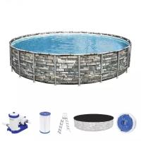 Bestway 56889 BW Каркасный бассейн Power Steel 671x132см "Камень" 40377л, фил.-нас. 9463л/ч, лестн., тент, попл.-доз. Bestway 56889 BW Каркасный бассейн Power Steel 671x132см "Камень" 40377л, фил.-нас. 9463л/ч, лестн., тент, попл.-доз.