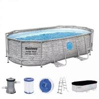 Bestway 56714 BW Каркасный бассейн Power Steel 427х250х100см, "Камень", 7250л, фил.-нас. 2006л/ч, лестн, тент, попл-доз Bestway 56714 BW Каркасный бассейн Power Steel 427х250х100см, "Камень", 7250л, фил.-нас. 2006л/ч, лестн, тент, попл-доз