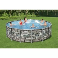 Bestway 56966 BW Каркасный бассейн Power Steel 488x122см "Камень" 19480л, фил.-нас. 5678л/ч, лестн., тент, попл.-доз. Bestway 56966 BW Каркасный бассейн Power Steel 488x122см "Камень" 19480л, фил.-нас. 5678л/ч, лестн., тент, попл.-доз.
